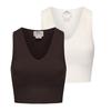 Womens/Ladies V Neck Slim Crop Top (Pack of 2)