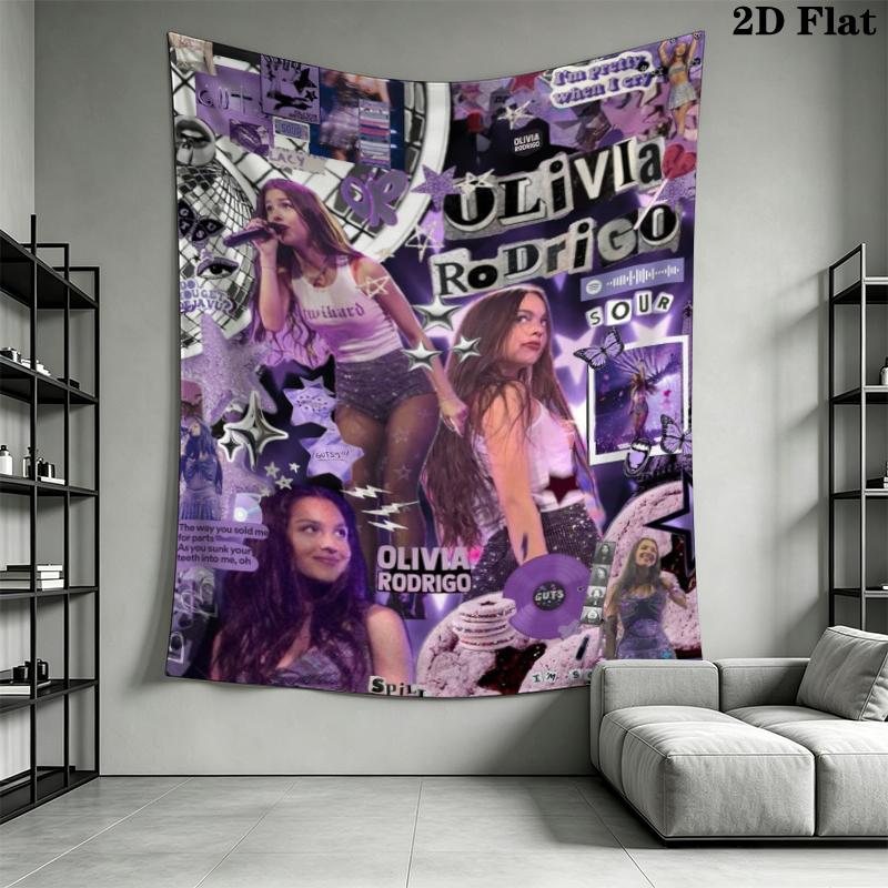 Olivia Isabel Rodrigo Wall Tapestry Aesthetic Wall Hanging Printed Fabric Blanket Decorative Tapestries for Bedroom Living Room Home Decor