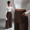 2026 European Women's Spring/Summer Drape Long Pants with Waist Patchwork and Button Details