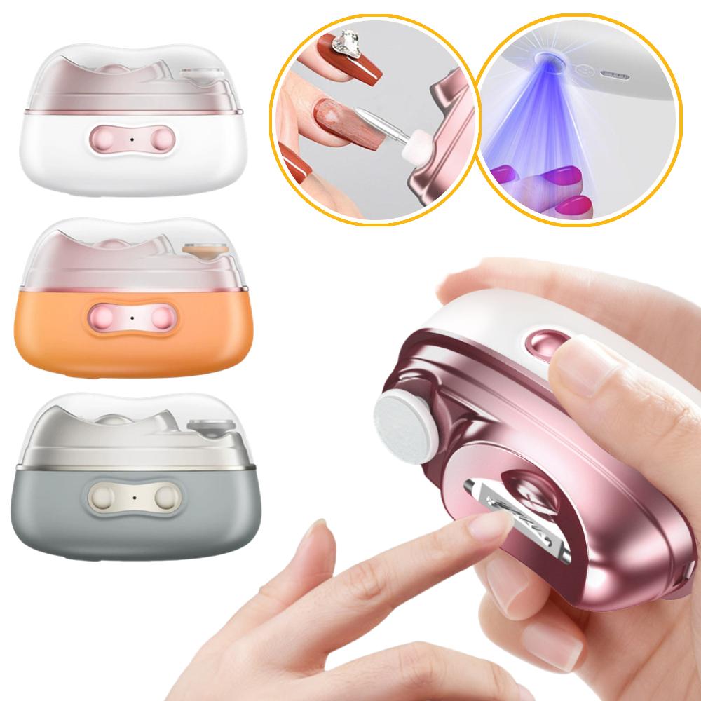 4-in-1 Electric Nail Clipper Automatic Nail Trimmer - Nail Grinder & Polisher with UV LED Lamp Manicure Pedicure Nail Care Tool
