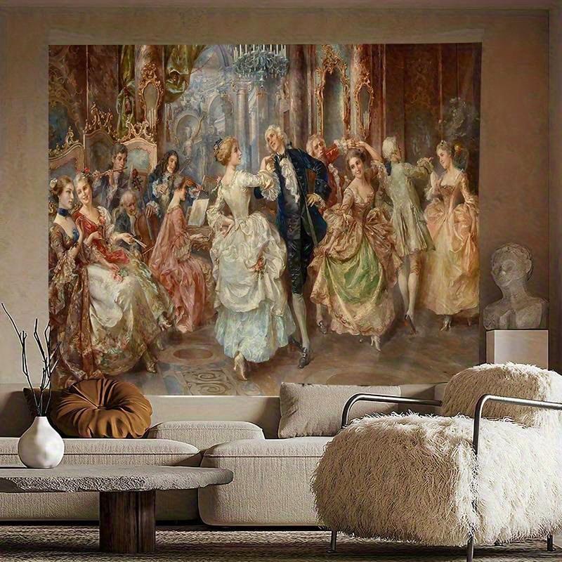 European-Style Court Ball Tapestry Vintage Oil Painting Style Living Room & Bedroom Wall Hanging Home Decor