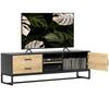 TV Stand for Televisions Up To 60 Inches, TV Furniture with Cupboard Open Compartments, 2 Drawers, Natural Wood
