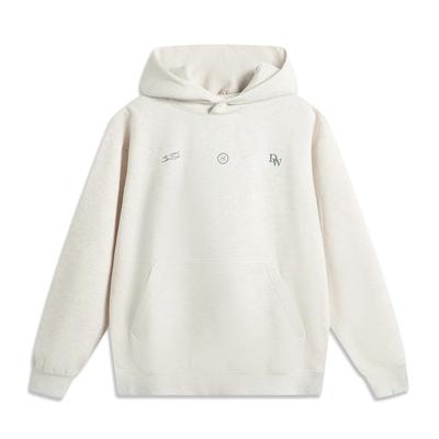 Li Ning Wade Series Letter Hooded Comfortable Breathable Versatile Fleece Warm Sweatshirt Men Sweatshirt Flower-Gray Tile-Gray AWDV039-6