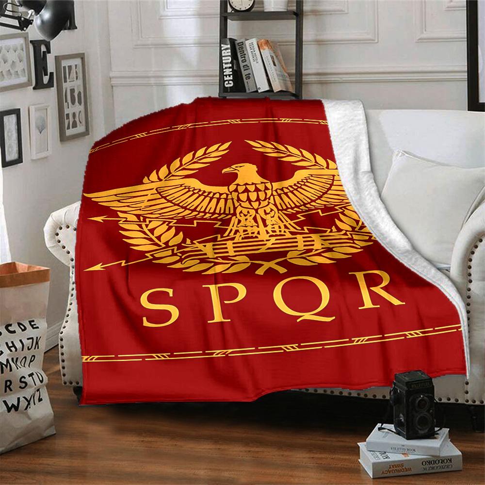 1pc Eagle SPQR Throw Blanket - Soft Flannel, Cozy All-Season Polyester Perfect for Home, Office, Bedroom - Ideal Gift s1188