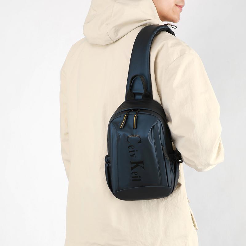 Borsa a tracolla impermeabile da uomo, borsa sportiva da petto, borsa a spalla multifunzionale di grande capacità