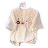 Women's 2026 Summer Loose Fit Korean-Style Printed Round Neck Mid-Length T-Shirt