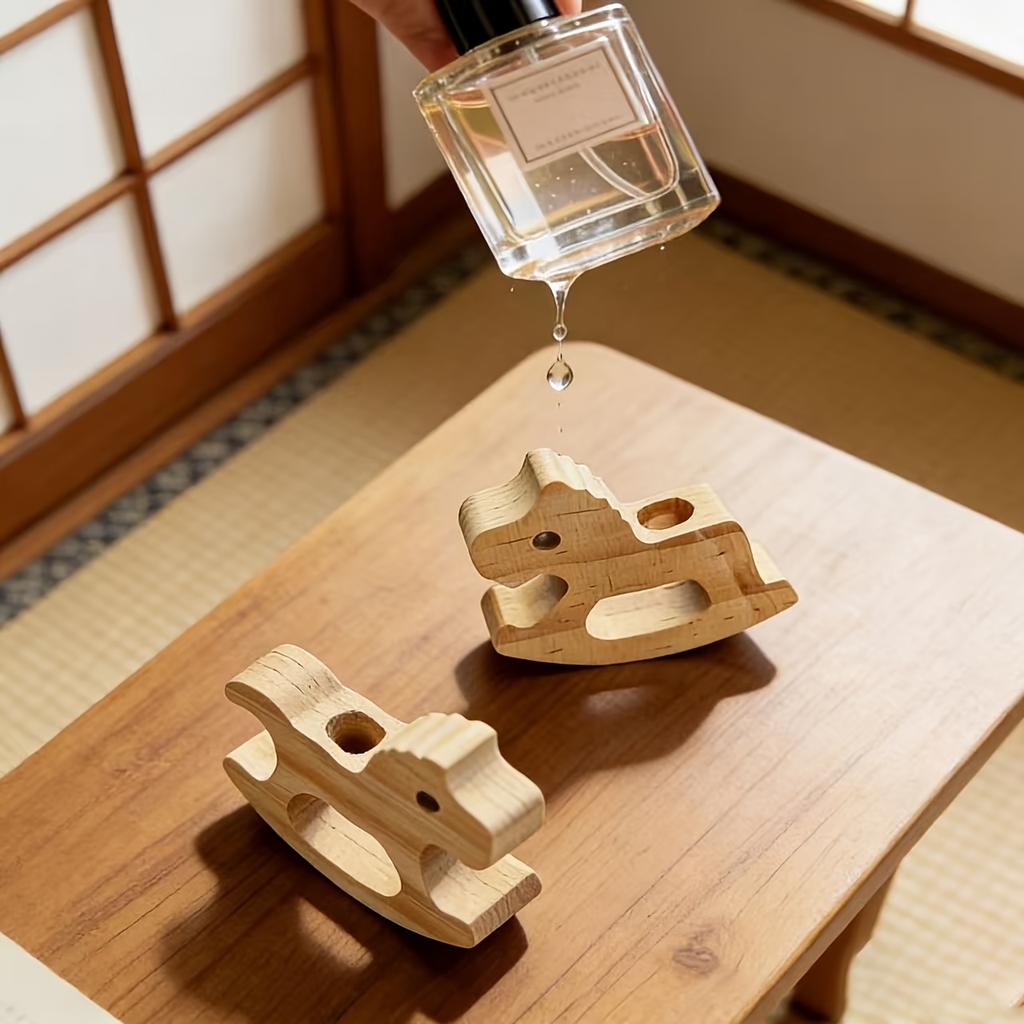 New Multifunctional Rocking Horse Reed Diffuser Wood for Home, Natural Fragrance Oil Diffuser, Perfume Volatilizing Wooden Stand