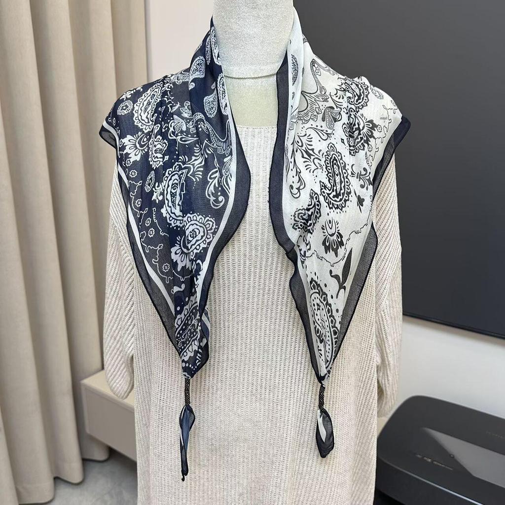 Premium Women's Summer Cotton & Linen Triangle Scarf - Versatile Lightweight Shawl