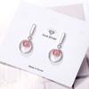 Orecchini alla moda semplici in argento sterling 925 con zirconi semplici rotondi e cristallo di fragola per donna Gioielli color argento S-E736