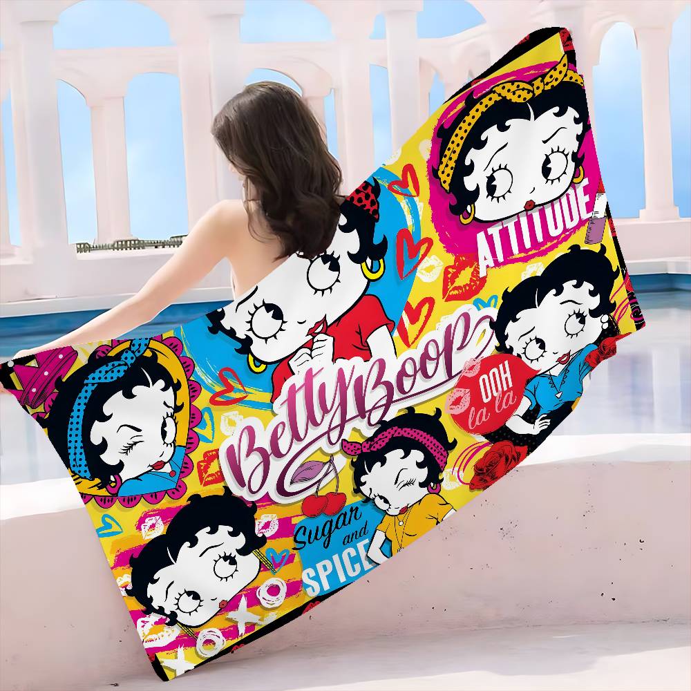 Anime B-Bettys B-Boops Microfiber Beach Towel Absorbent Quick Dry Soft Yoga Swimming Resort Mountain Climbing Towel