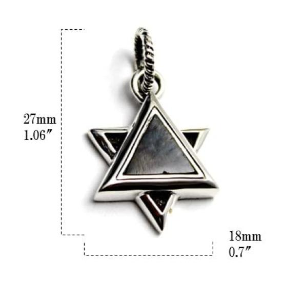 good vibrations Hexagram Star of David pendant made of natural wood and sterling silver (925).