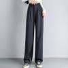 Fashion New Solid Straight Casual Wide Leg Pants Women Elegant Slim Fit High Waist Suit Pants Women Pockets Simple Office Ladies Trousers 25896