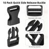 10Pcs Plastic Side Release Buckles, Quick Release Strap Replacement Fittings For DIY Backpack, Dog Collar & Webbing Strap Making, Black