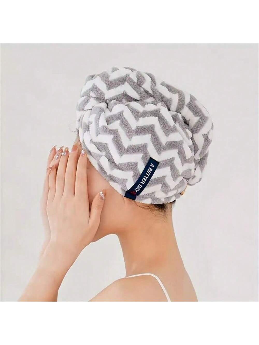 1pc Coral Velvet Women s Hair Drying Cap, Super Absorbent, Soft, Fashionable Turban For Quick Drying серый