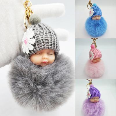 Plush Doll Pendant Crafts Wholesale Bag Car Cartoon Ball Keychain Small Gift Doll Fur Cross-Border