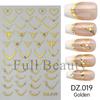 4PCS Gold Nail Art Stickers 3D Rhinestone Decals Colorful Sliders Manicure Decor Nail DIY