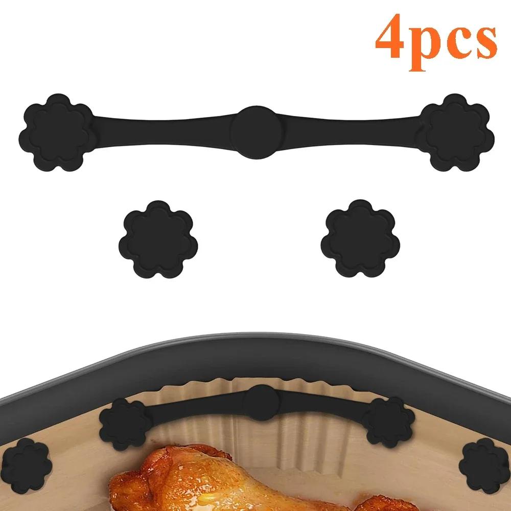4PCS Air Fryer Magnets Set for Parchment Paper Air Fryer Liner Magnet Silicone Buckle High-temp Resistant Air Fryer Accessories