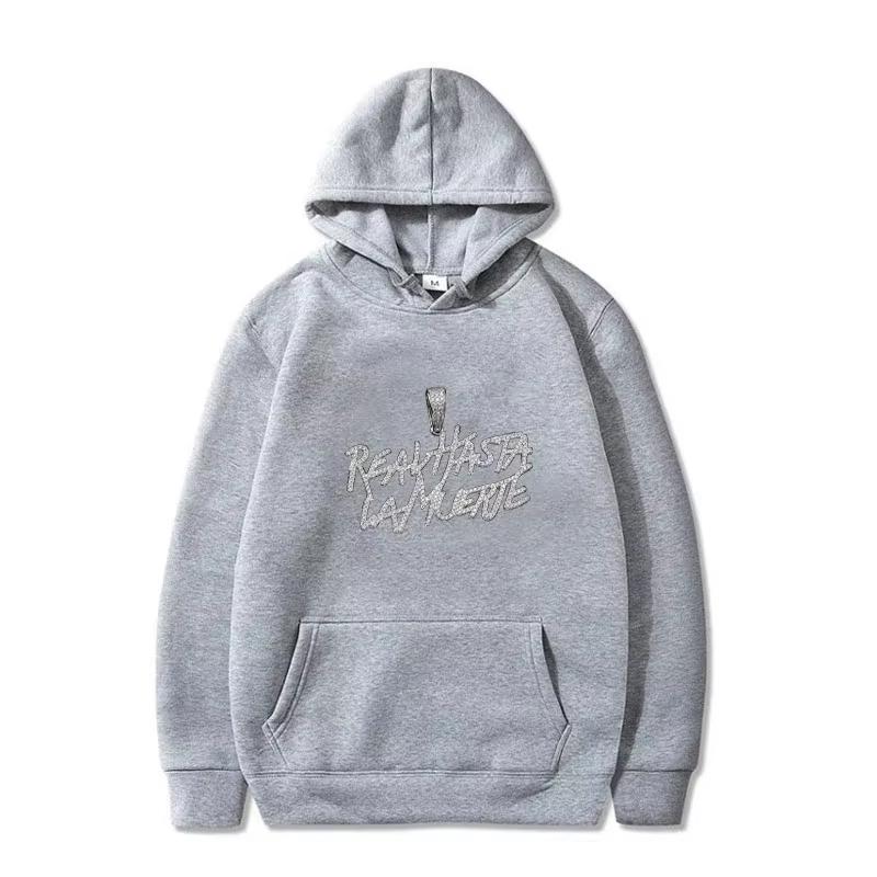 2025 New Diamond Chain Anuel AA Real Until Death Printed Fashion Hooded Sweatshirt Autumn/Winter Men's and Women's Warm Top