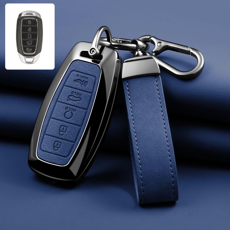 3/4/5 Button Zinc Alloy Leather Car Key Cover For Modern I30 Ix35 Kona Encino Solaris Azera Grandeur Ig Accent Santa Fe Palisade