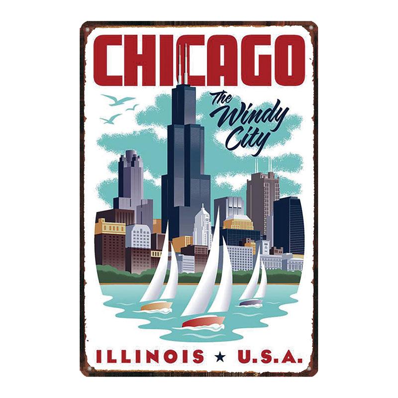 [ YZFQ ] New York City Reiseplakette Metall Vintage Blechschild Reisesouvenir Wand Bar Zuhause Restaurant Dekor 30X20CM DU-3558A