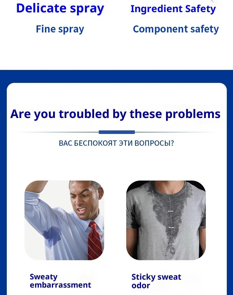 Anti - body odor and antiperspirant emit strange odors eliminate odors underarm odor repair pores Sweaty and slippery Refining spray hands