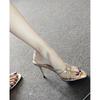French Retro Gold Sandals Women'S Straps With Skirt Cool Slippers Sexy Open-Toed High Heels
