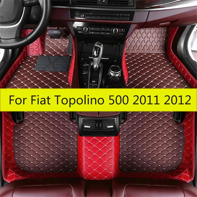 Car Floor Mats For Fiat Topolino 500 2012 2011 Waterproof  Leather Auto Rugs Carpets Foot Pads Anti Slip Full Set Car Mats