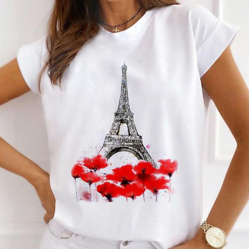 Explosive Sunflower Flower Base Casual White Shortsleeved Womens Tshirt Oversized T Shirt Harajuku Tops