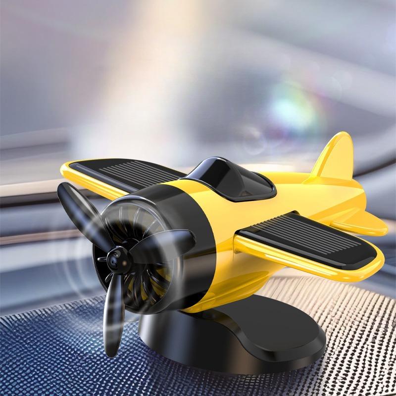 Solarbetriebenes Drehendes Flugzeug Auto Armaturenbrett Ornament 360° Auto-Drehdeko Flugzeug Ornamente Autoinnendekoration