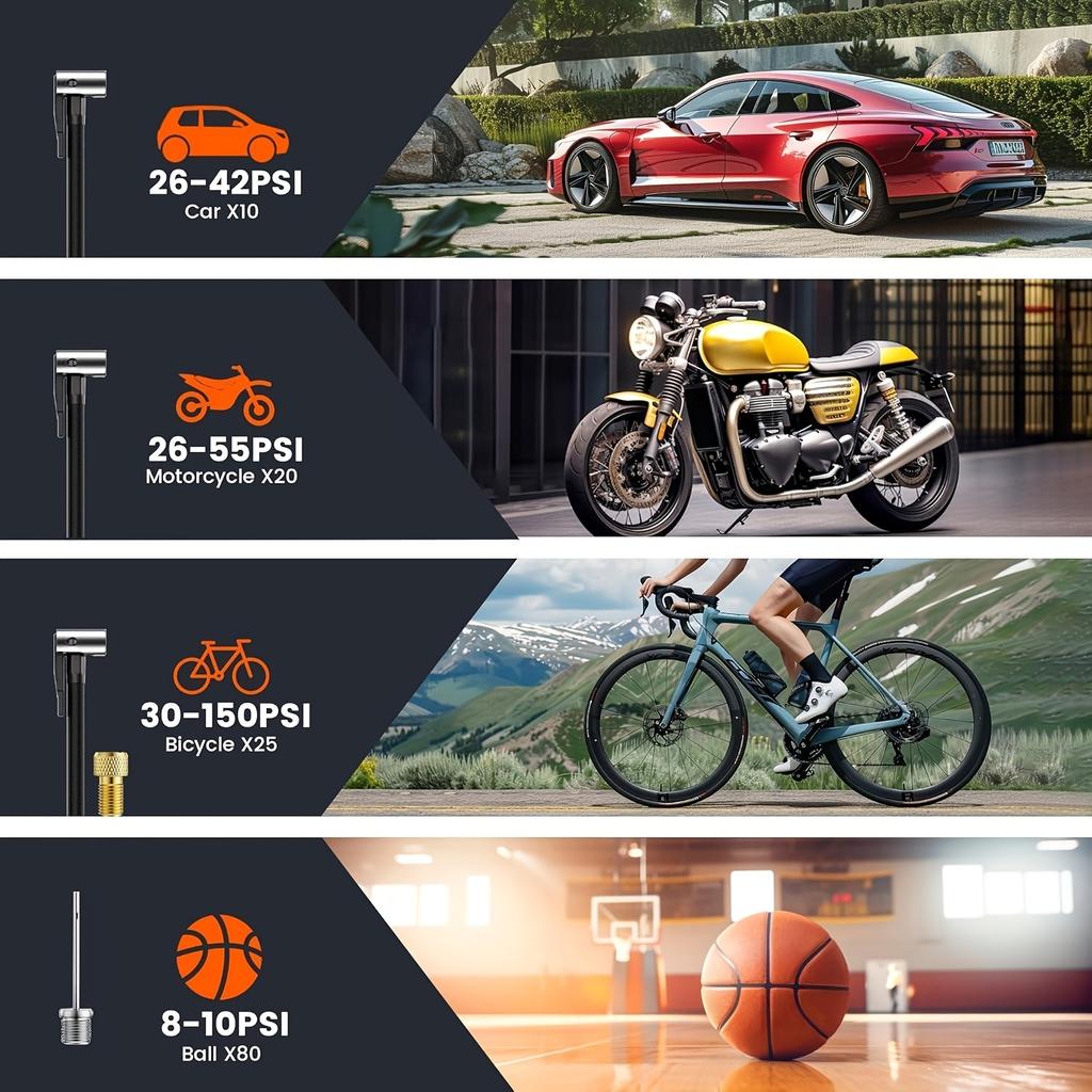 1PC Car Air Pump Car Portable Intelligent Wireless Digital Display Pump Multifunctional Tire Emergency Pump