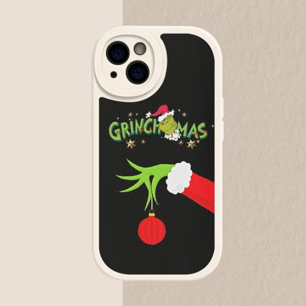 C-Christmas G-Green M-Monsters Phone Case Hard Leather For iPhone 16 15 14 13 12 Mini 11 14 Pro Max Xs X Xr 7 8 Plus Fundas