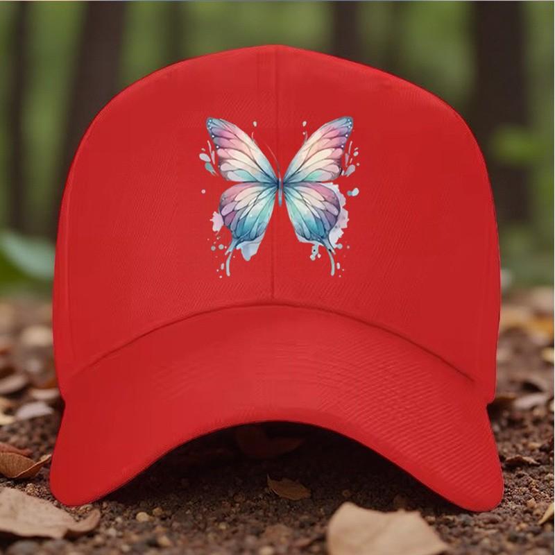Watercolor Butterfly Baseball Cap Adjustable Polyester Summer Outdoor Sun Hat Unisex