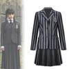 Halloween Wednesday Addams Role Playing Adult School Uniform Costume Set For Girls And Women