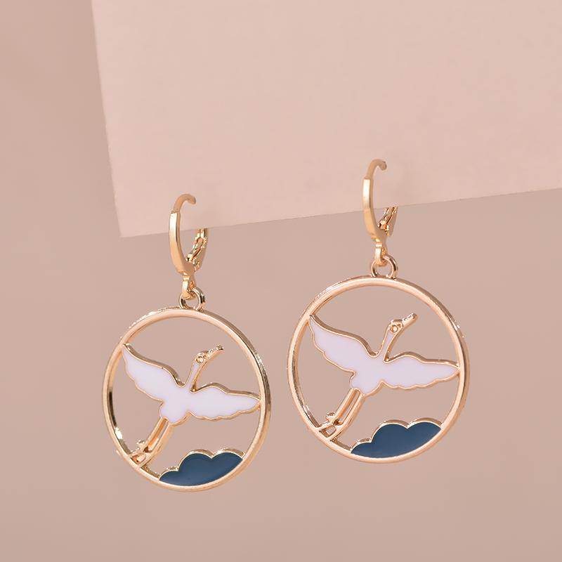 Colorful Aesthetic Animal Cat Rabbit Koi Dragon Earrings For Women Girls Enameled Delicate Gold Color Hoop Earrings Jewelry Gift