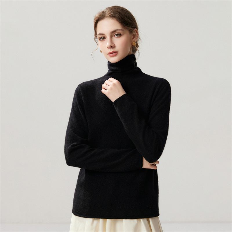 Lekasha Women's Cashmere High-Neck Twelve-Needle Knit Sweater