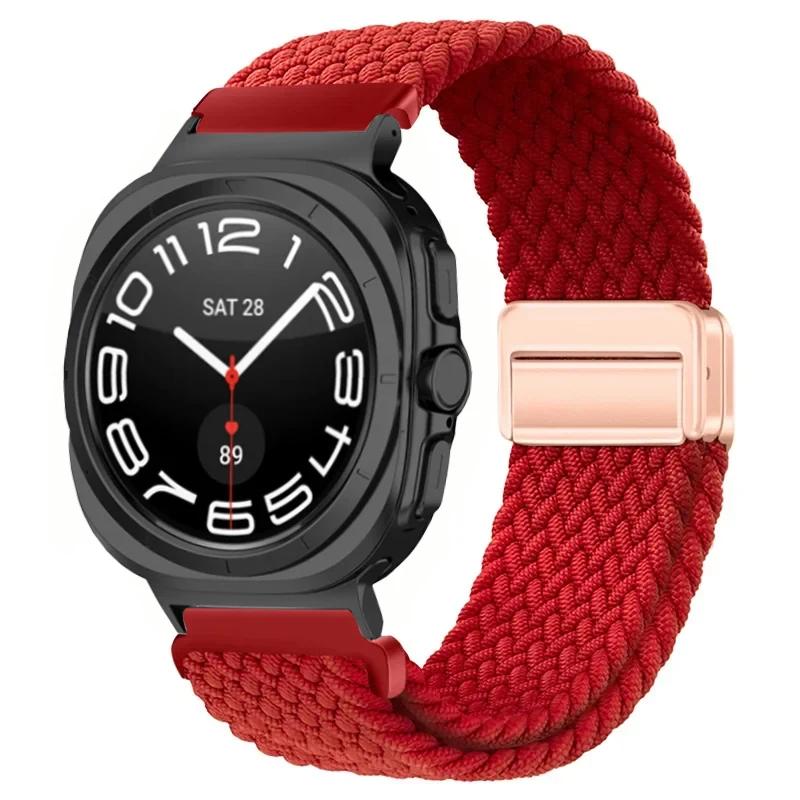 Gevlochten Nylon Lusband Voor Samsung Galaxy Watch Ultra 47mm Magnetische Armband Polsband voor Galaxy Watch 8 Ultra 2026 47mm Band