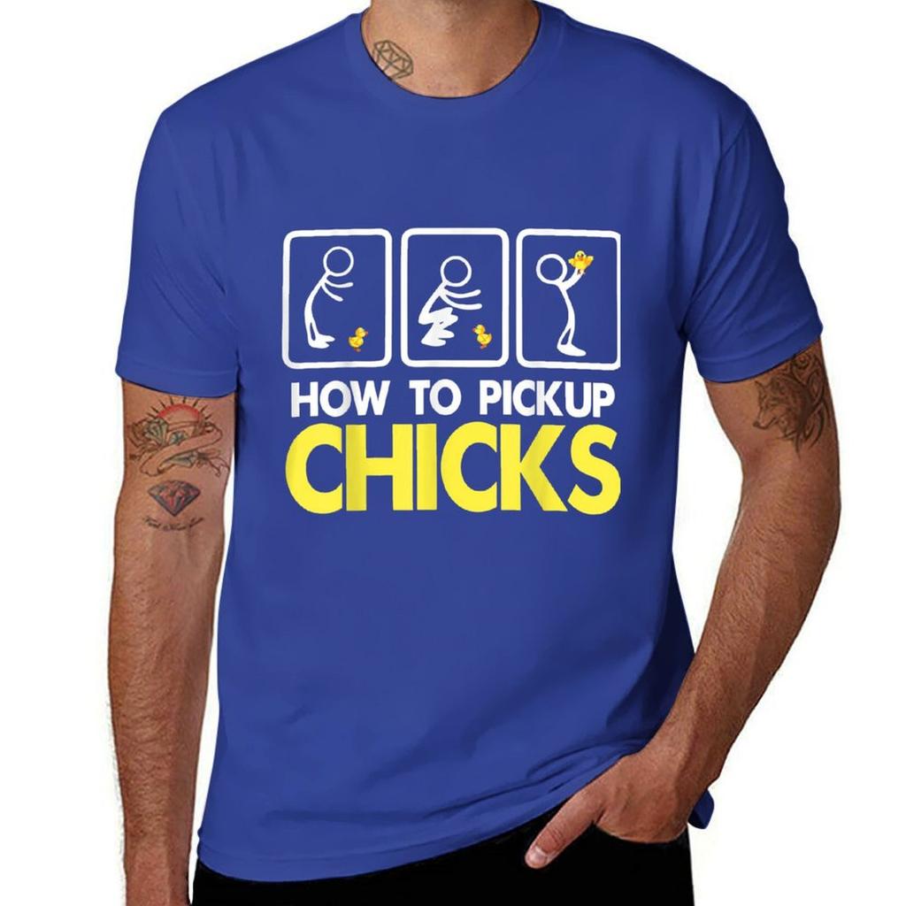 How To Pick Up Chicks T-Shirt Plus Sizes Vintage Graphics Aesthetic Clothing Short Sleeve Tee Men