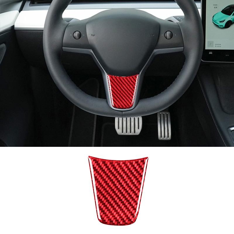 Real Carbon Fiber For Tesla Model 3 Model Y 2017-2022 Car Steering Wheel Under Part Panel Trim Sticker Car Interior Accessories