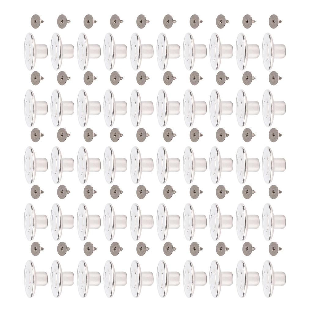 50 Sets Pants Buttons 17mm Stainless Steel Round Cap Pointed Screw Combo Thread Rivet Buttons for