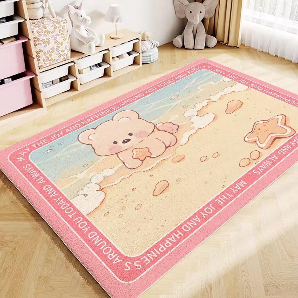 

Мультяшный имитация кашемира, за которым легко ухаживать, нескользящий, быстросохнущий ковер, износостойкий коврик, впитывающий грязь, домашнее одеяло для спальни 140*200CM