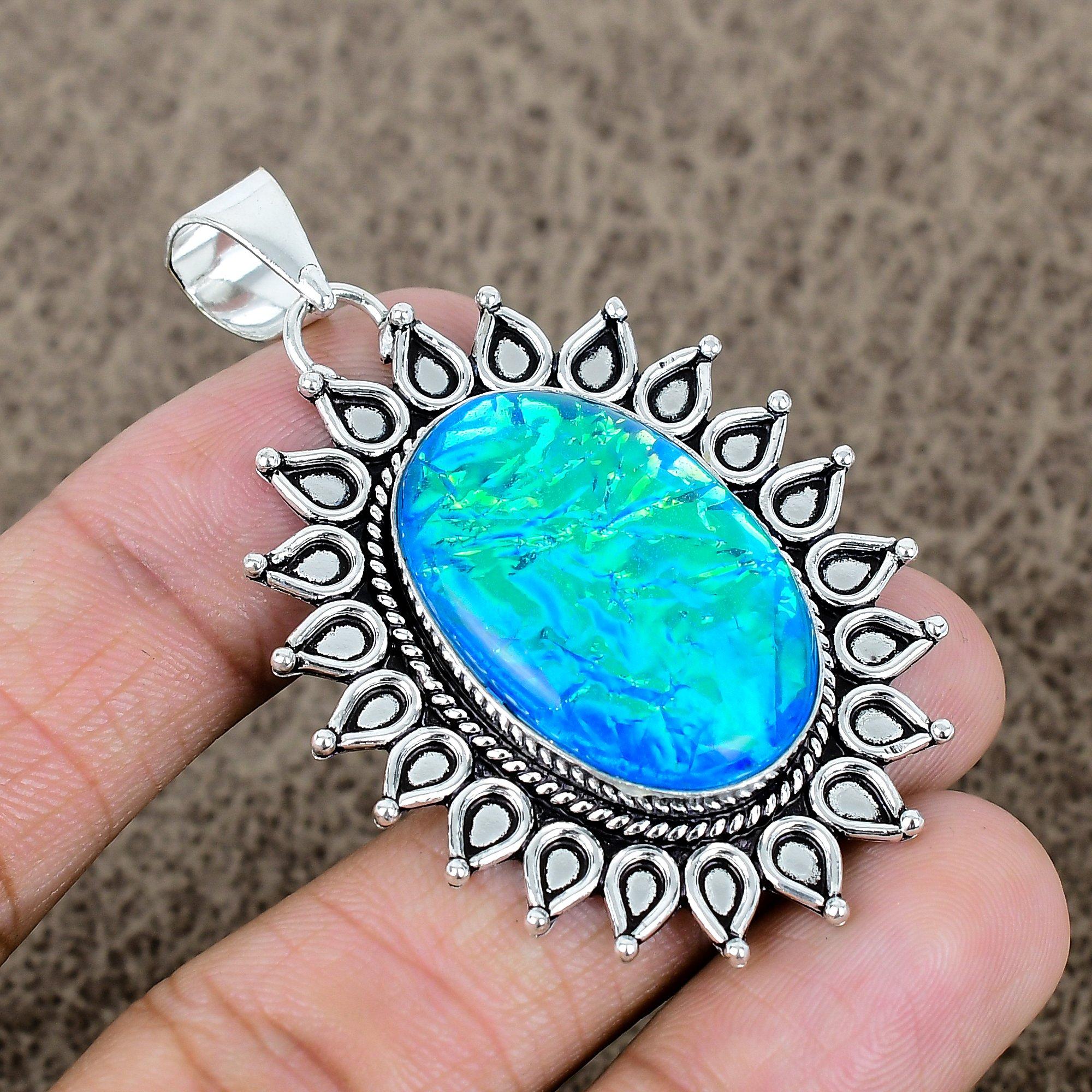 

Blue Triplet Opal Gemstone 925 Sterling Silver Jewelry Pendant 2.44 KKG-713