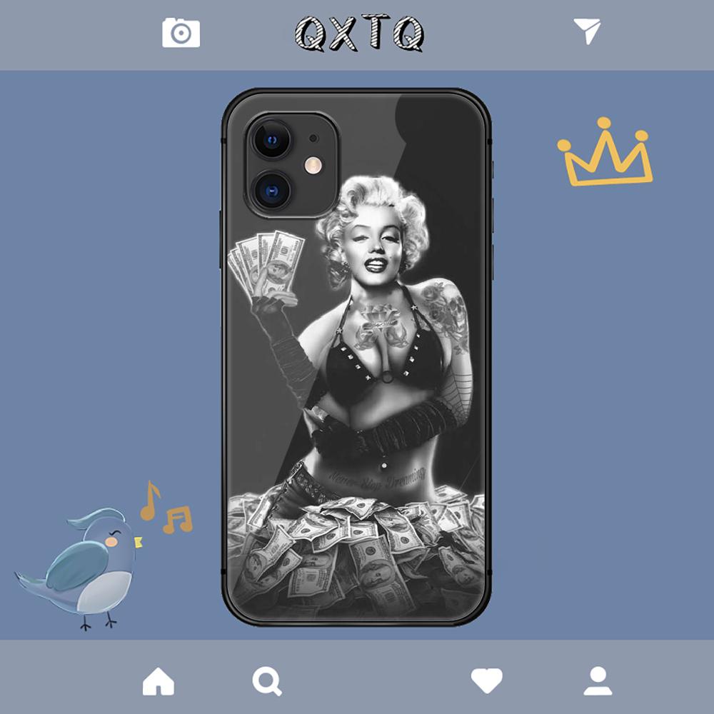 Sexy Girl Marilyn Monroe Hülle für iPhone Samsung Galaxy Redmi Note S 17 16 15 14 13 20 24 25 54 Pro Max Ultra FE Hartglasabdeckung