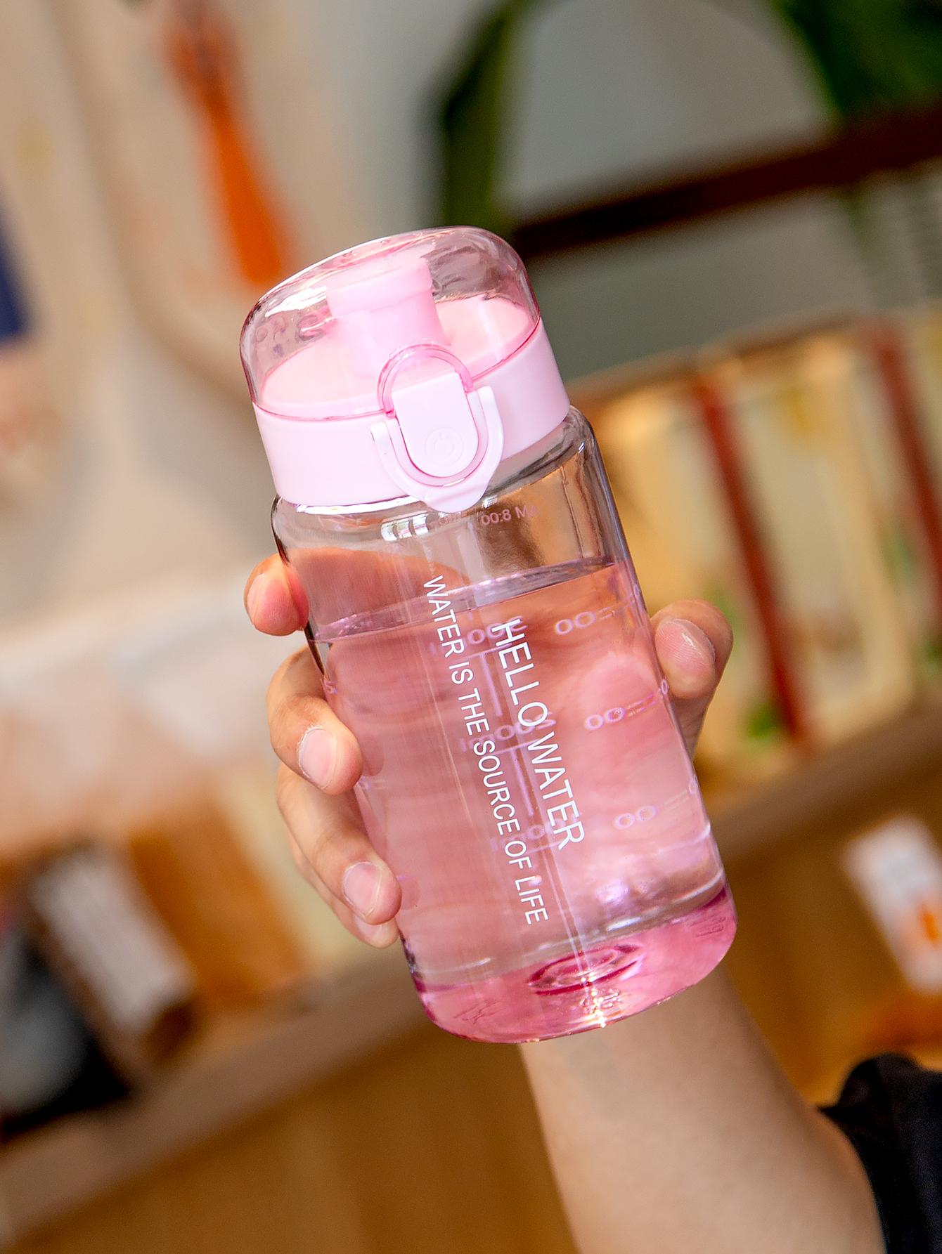 

550ml Plastic Water Bottle Portable Sports Cup With Anti Drop Rope Outdoor Water Container Color Transparent Cute Straw Cup рожевий