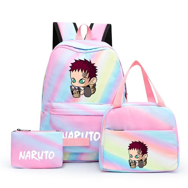 3-teiliger Schulrucksack für Mädchen Y2K mit Lunch-Taschen, Studenten-Taschen-Set, Kinder-Stifttasche, zurück zur Schule, Anime-Leinwand-Rucksack