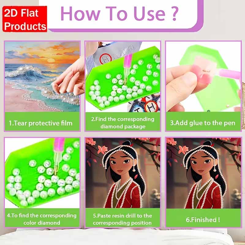 Disney Pearl Painting Pearl Aesthetic Mulan for Beginners and Adults, DIY Pearl Diamond Art Painting Kit for Home Wall Decor Gifts