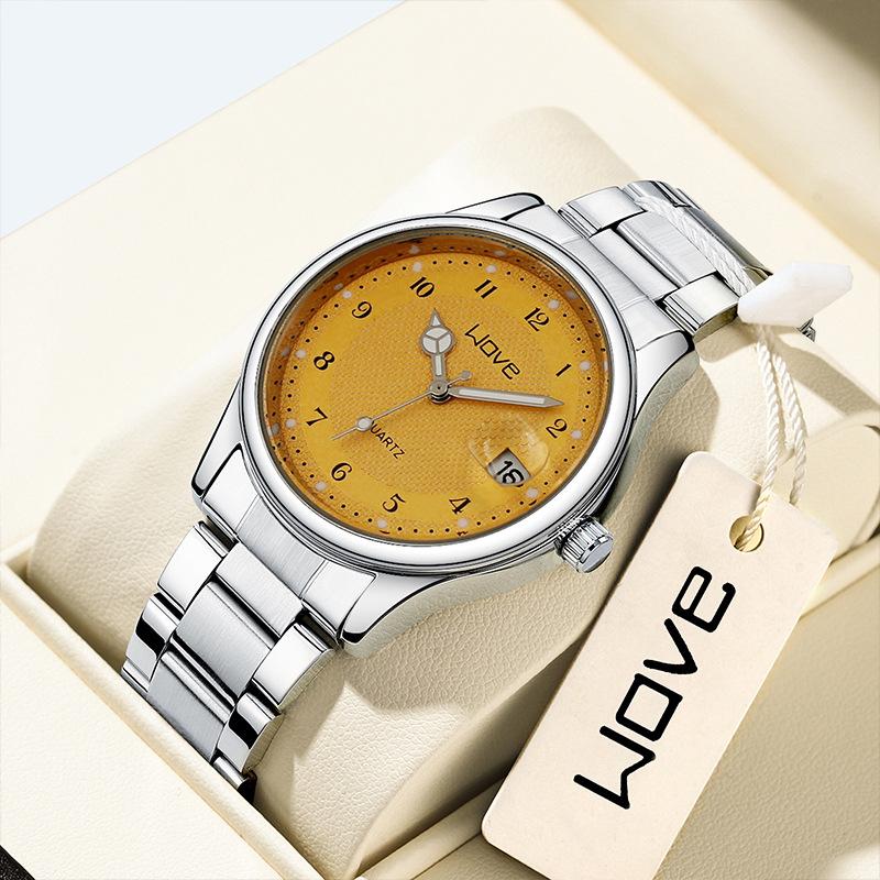 Langjue Automatic Men'S Watch Steel Belt Butterfly Buckle Luminous Fashion Non-Mechanical Women'S Quartz Watch