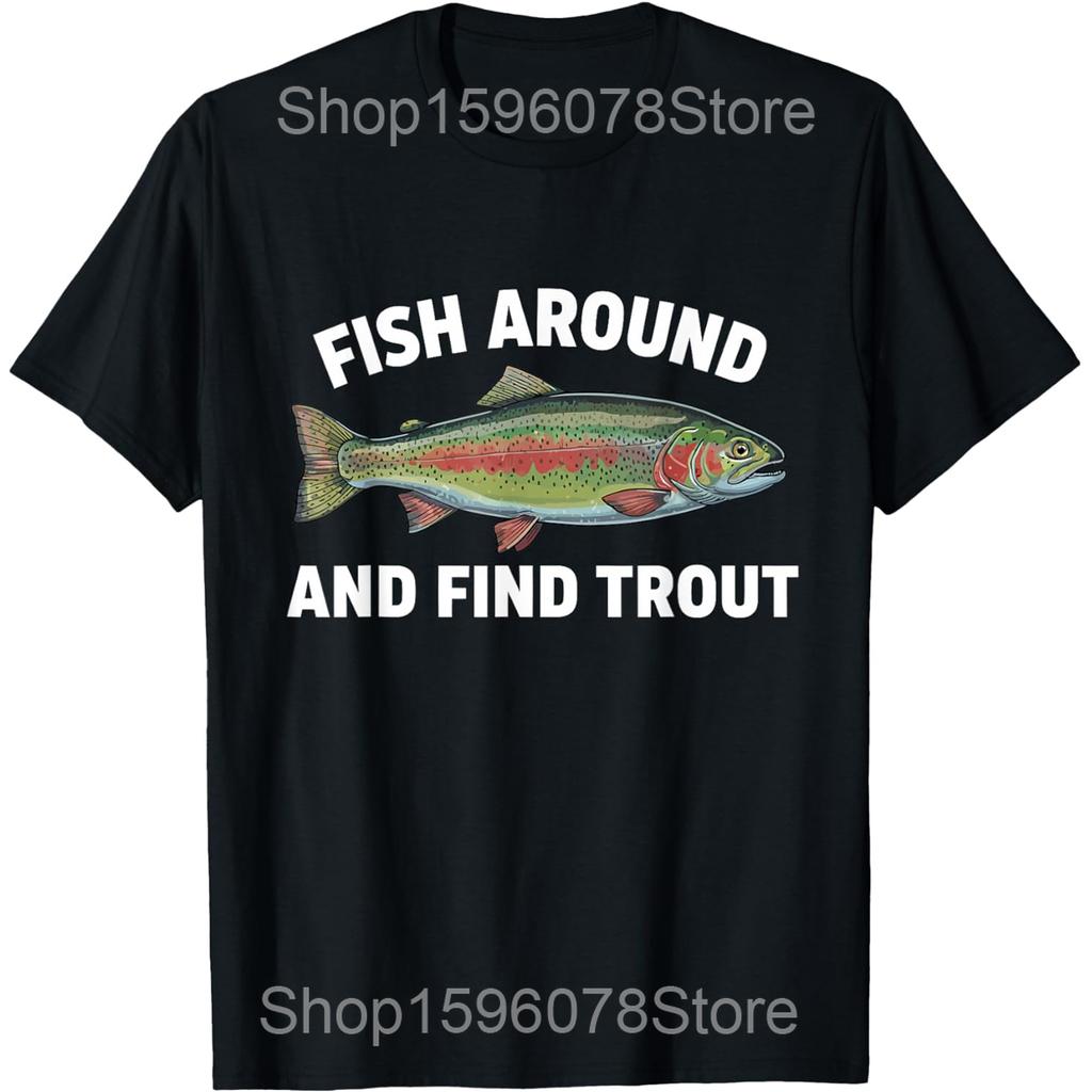 Trout Fly Fishing Angler Fisherman Nature Forest T Shirts Men Women Humor Streetwear Tee Short Sleeve Unisex Loose Clothing