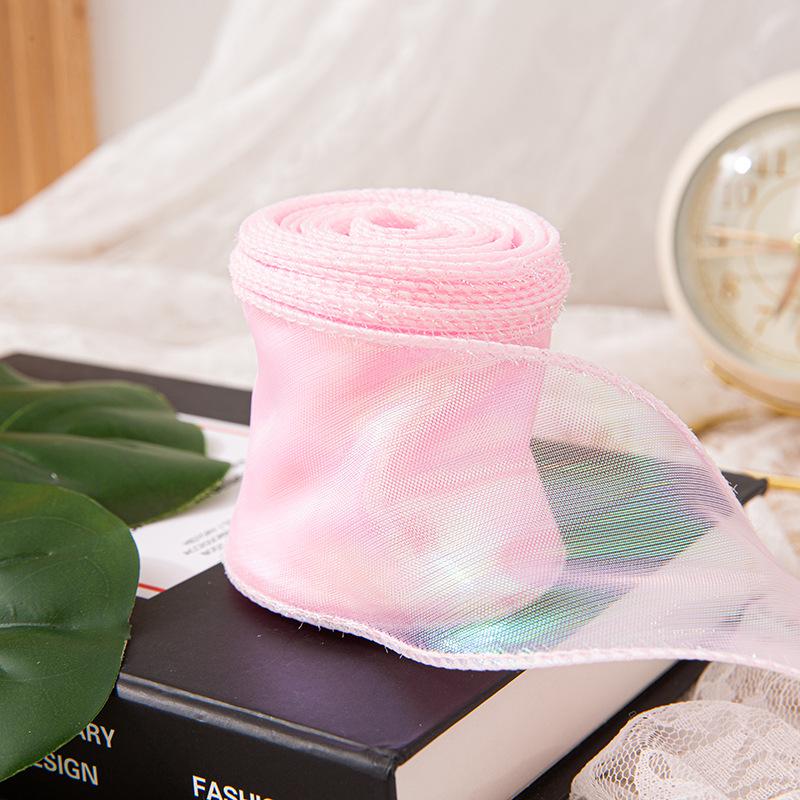 4cm x 10 Yards Iridescent Fishtail Yarn Ribbon, Polyester Lace Tulle for Floral Art & Baking.