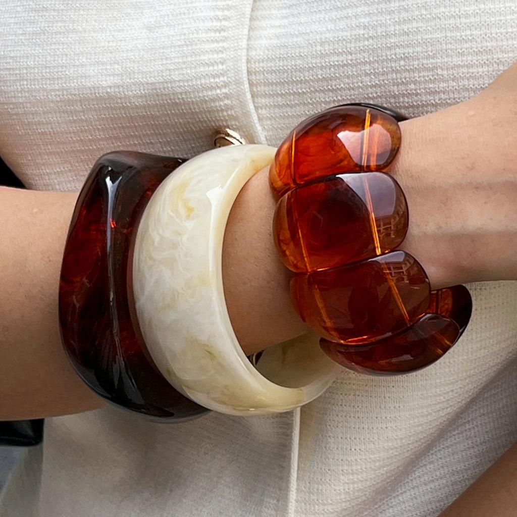 Ingemark 3 Styles Exaggerated Resin Acrylic Big Bangles for Women New Trend 2026 Boho Geometric Wide Bracelets Y2K Jewelry Gift