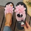 Women's Plus Size Flower Thong Flip-Flops - Unisex Summer Couple's Flat Sandals